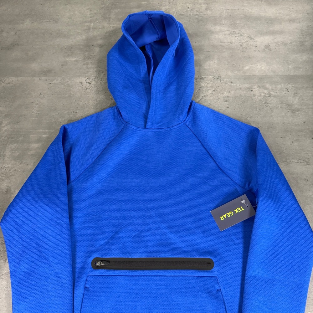 Tek Gear 365 Fleece Hoodie Boys L 14/16 Blue Tech Pocket Lightweight Pullover